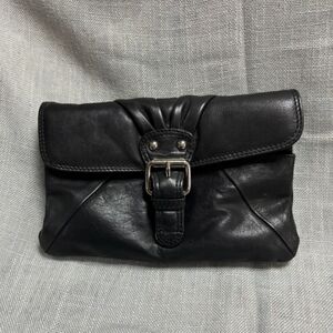 Great American black 100% leather clutch